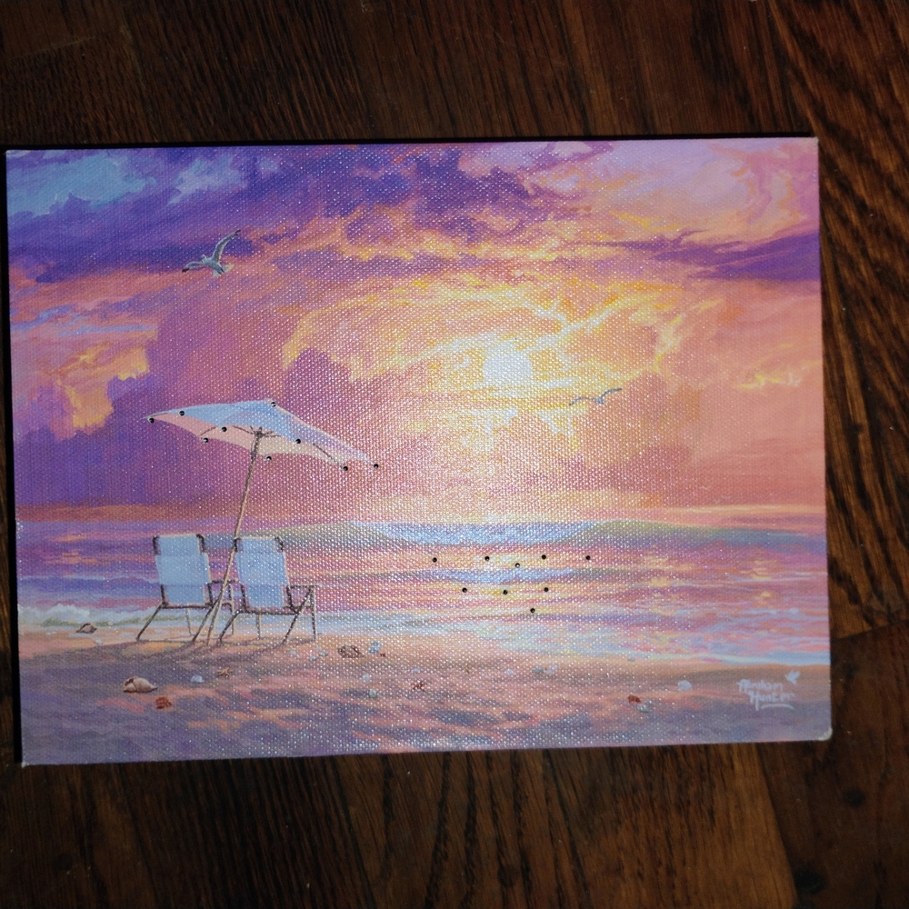 Seaside Serenity Canvas Art with Purple and Orange Tones